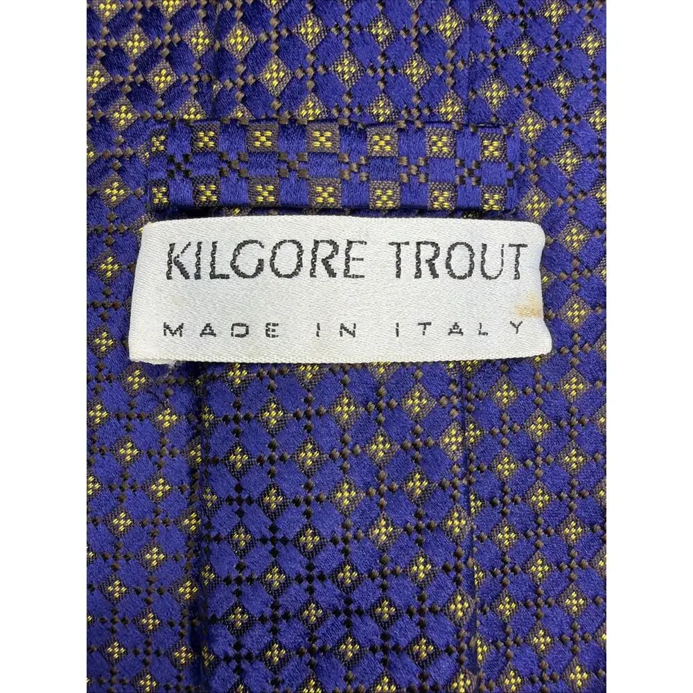 Kilgore Trout Italy Men's Tie Blue Gold Floral Silk Vintage Necktie